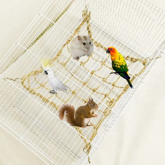 Parrot Swing Rope Birds Hanging Climbing Net wiith Hook Hammock Birds Stand Ladder Birds Chewing Playing Gym Hamster rabbit Toys