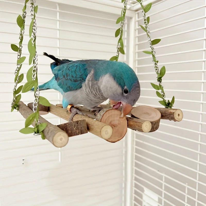 Natural Branch Bird Swing Parrot Toys Climbing Boardwalk Bird Toys Perched Bird Cage Accessories Swing Toy