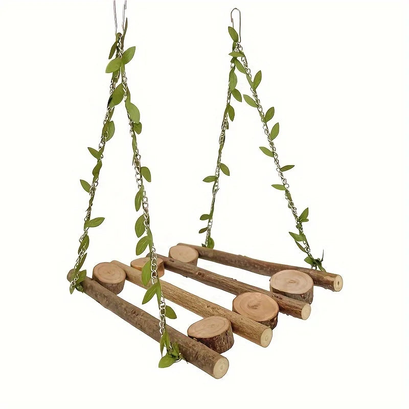 Natural Branch Bird Swing Parrot Toys Climbing Boardwalk Bird Toys Perched Bird Cage Accessories Swing Toy