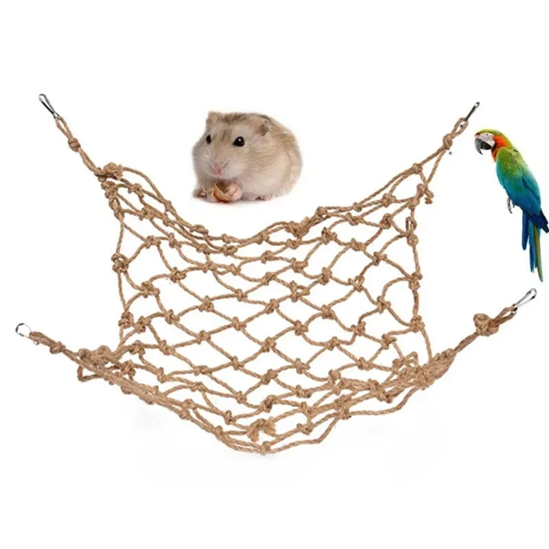 Parrot Swing Rope Birds Hanging Climbing Net wiith Hook Hammock Birds Stand Ladder Birds Chewing Playing Gym Hamster rabbit Toys