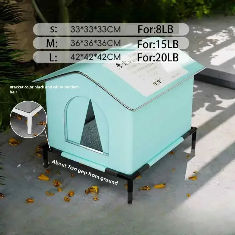 High Quality Oxford Cloth Outdoor Cat House with Stand - Insulated Shelter with Aluminum Foil Lining, Snow & Wind Protection