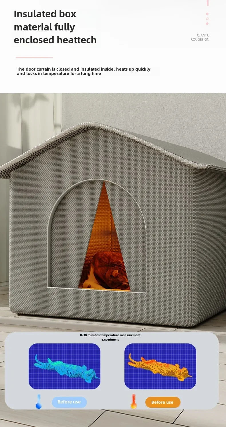 High Quality Oxford Cloth Outdoor Cat House with Stand - Insulated Shelter with Aluminum Foil Lining, Snow & Wind Protection
