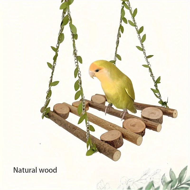 Natural Branch Bird Swing Parrot Toys Climbing Boardwalk Bird Toys Perched Bird Cage Accessories Swing Toy