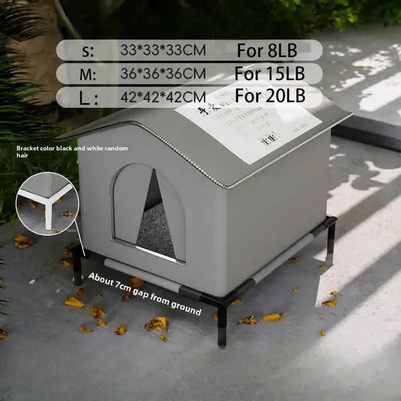 High Quality Oxford Cloth Outdoor Cat House with Stand - Insulated Shelter with Aluminum Foil Lining, Snow & Wind Protection
