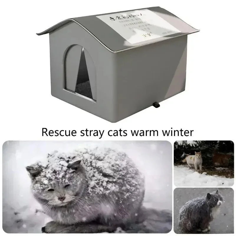 High Quality Oxford Cloth Outdoor Cat House with Stand - Insulated Shelter with Aluminum Foil Lining, Snow & Wind Protection