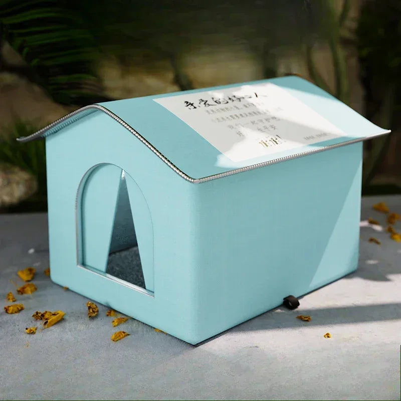 High Quality Oxford Cloth Outdoor Cat House with Stand - Insulated Shelter with Aluminum Foil Lining, Snow & Wind Protection