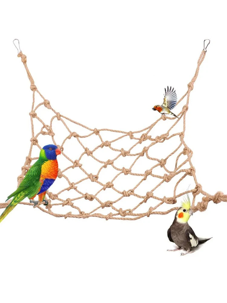 Parrot Swing Rope Birds Hanging Climbing Net wiith Hook Hammock Birds Stand Ladder Birds Chewing Playing Gym Hamster rabbit Toys