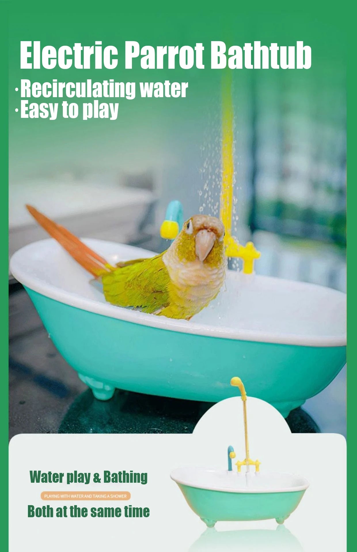 Parrot Automatic IntelligentBath Bird Shower Bathtub Blue AccessoriesHousehold Plastic parakeet supplies Accessory Bird Cage